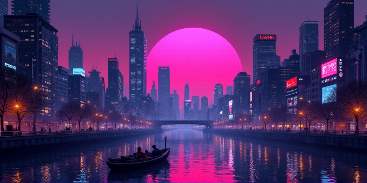 Neonpunk cityscape background